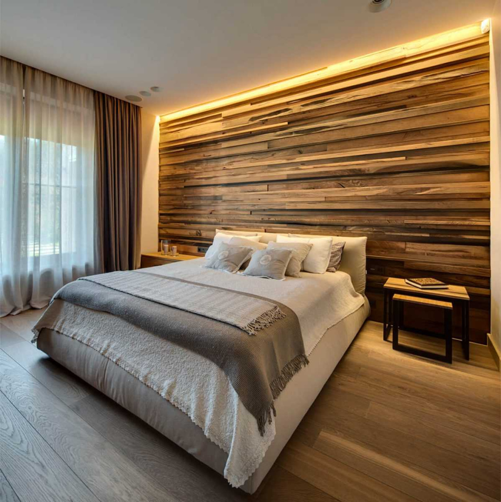 Ламинат на стене в спальне: 80 уютных вариантов отделки для минималистичных интерьеров